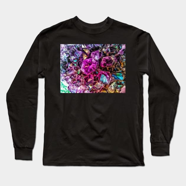 Amethyst Crystal Long Sleeve T-Shirt by TrishAbyss